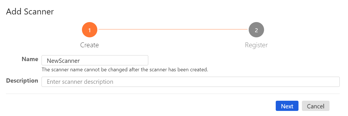 A screen showing the Add Scanner dialog