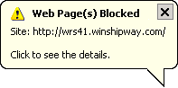 ブロックされたWebページの通知機能ポップアップ