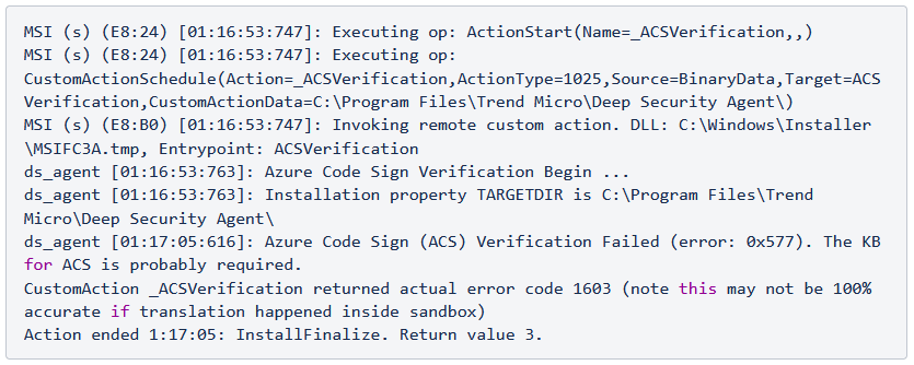 ACS error log
