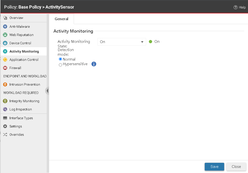 Screenshot of Activity Monitoring